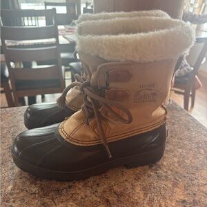 Sorel Women Alpine Tan Brown Leather Lace up Winter Boots I Size 9
